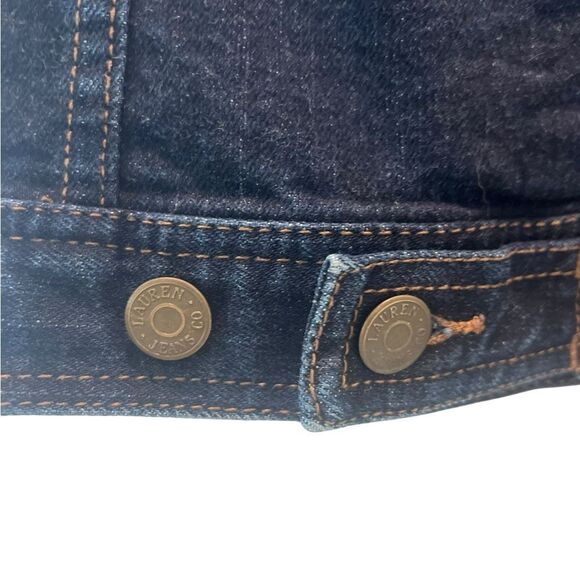 LRL Lauren Jeans Co Ralph Lauren Dark Wash Stretch Denim Jean Jacket Size Small - Picture 3 of 6